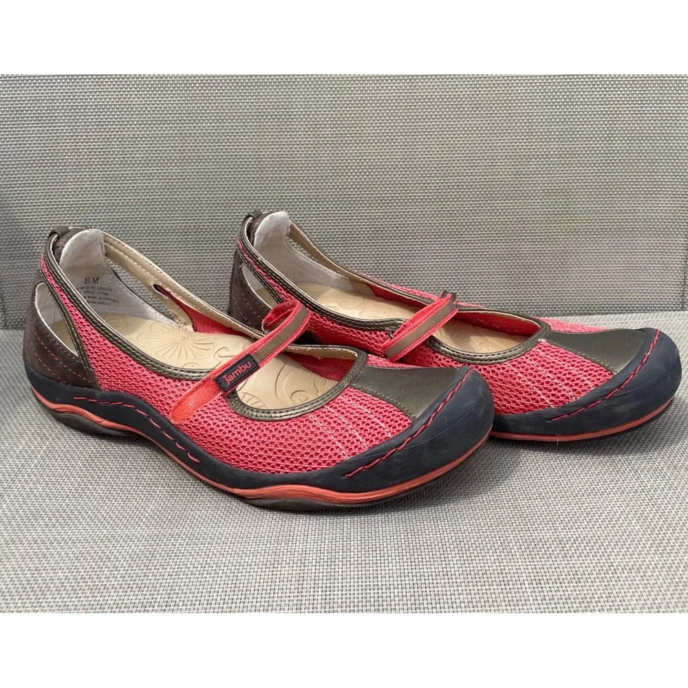 Jambu Eclipse Red Brown Mesh Mary Jane Flats Comfort Shoes Womens 8M